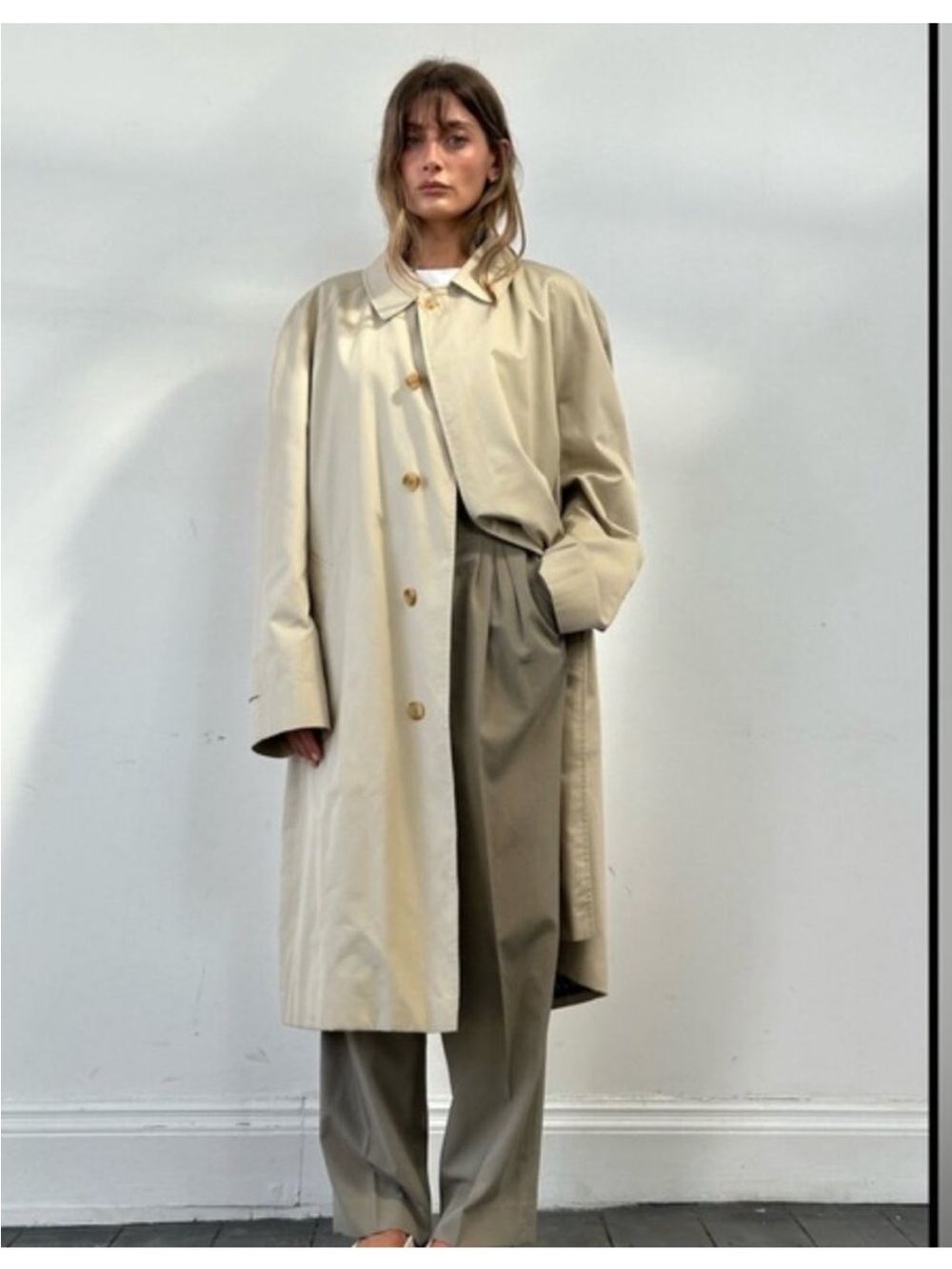 Aquascutum of London Aqua 5 classic single breasted long trench coat medium
